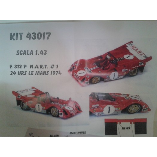 Kit Ferrari 312 P 24 Hrs Le Mans 1974 # 1 NART Racing Team - Resin Kit 1:43